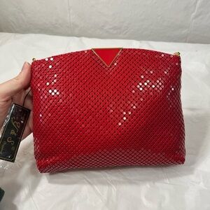 NWT vintage red metal mesh crossbody purse handbag Y & S originals